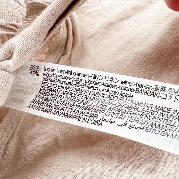 Zara Linen Wide Straight Leg Long Jumpsuit Overalls High Rise Waisted V-Neck XS - Picture 8 of 10